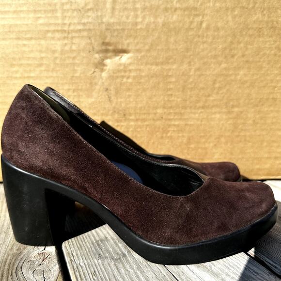 Dansko Tuttie Suede Heels Comfort Suede Leather Pump 3" Block Heel Brown 7 - Picture 3 of 7